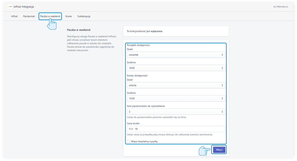 InPost Integracja - paczka w weekend